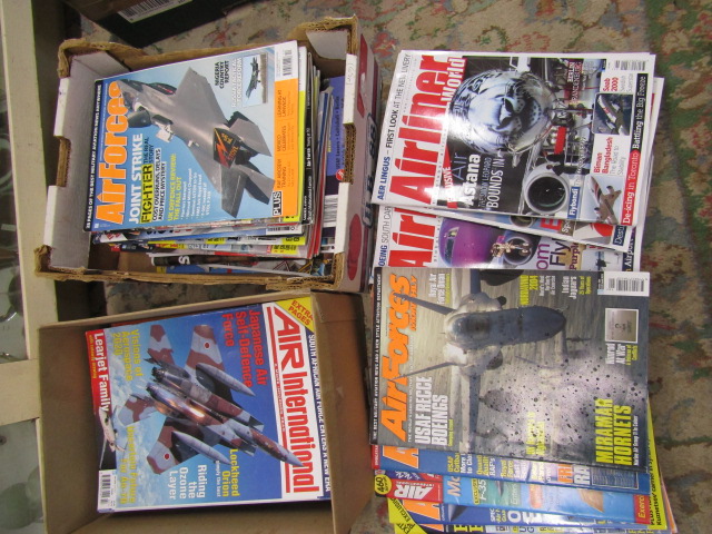 2 boxes aircraft magazines- airliner world and Air International