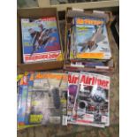 2 boxes aircraft magazines- airliner world and Air International