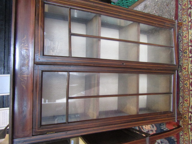 2 Edwardian display cupboards one has no back  small- 73Wx30Dx105H cm large- 87Wx30x64H cm - Image 2 of 6