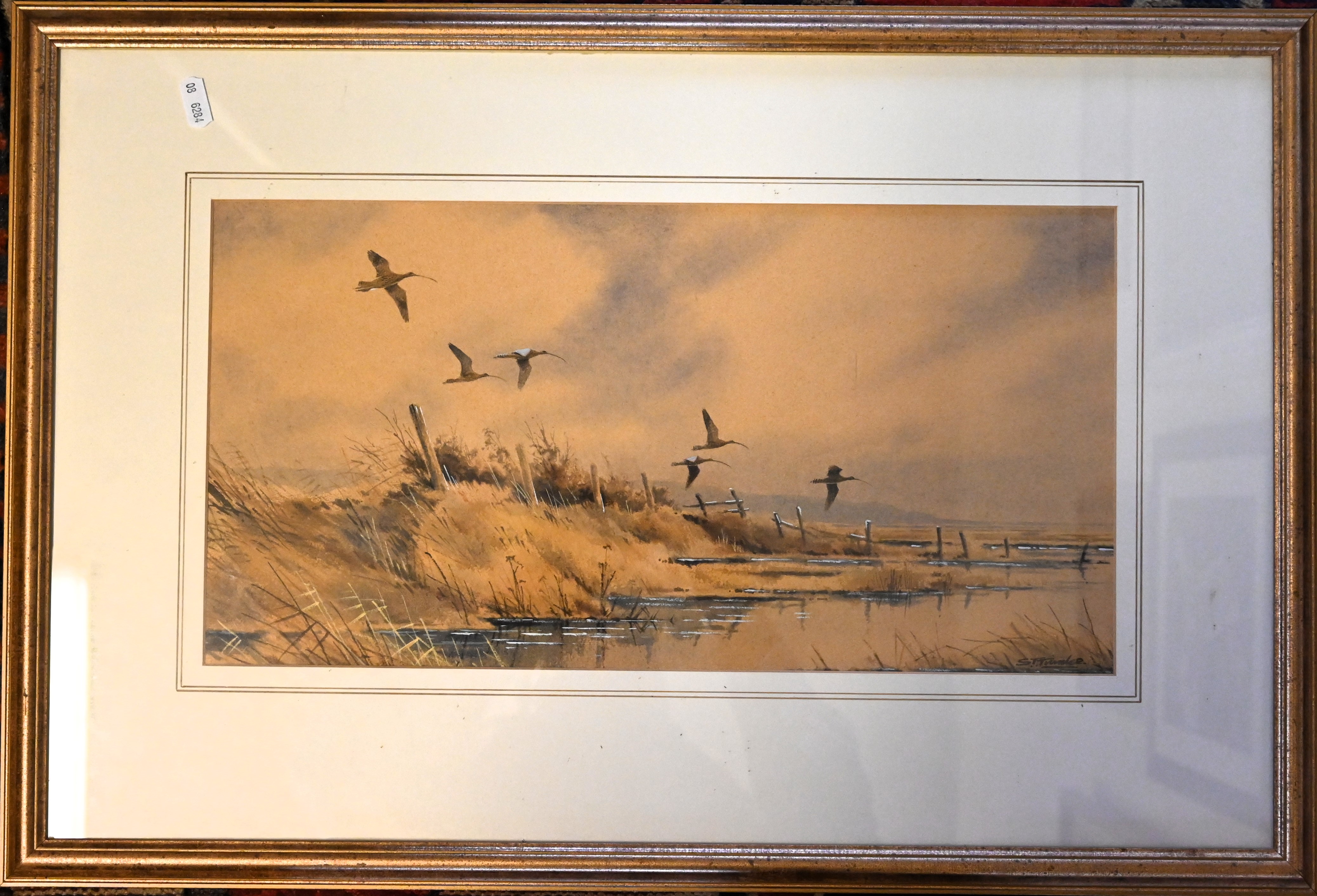 SIMON T TRINDER (BRITISH, BORN 1958), watercolour curlew/godwits in flight on the Norfolk Coast - Image 2 of 3