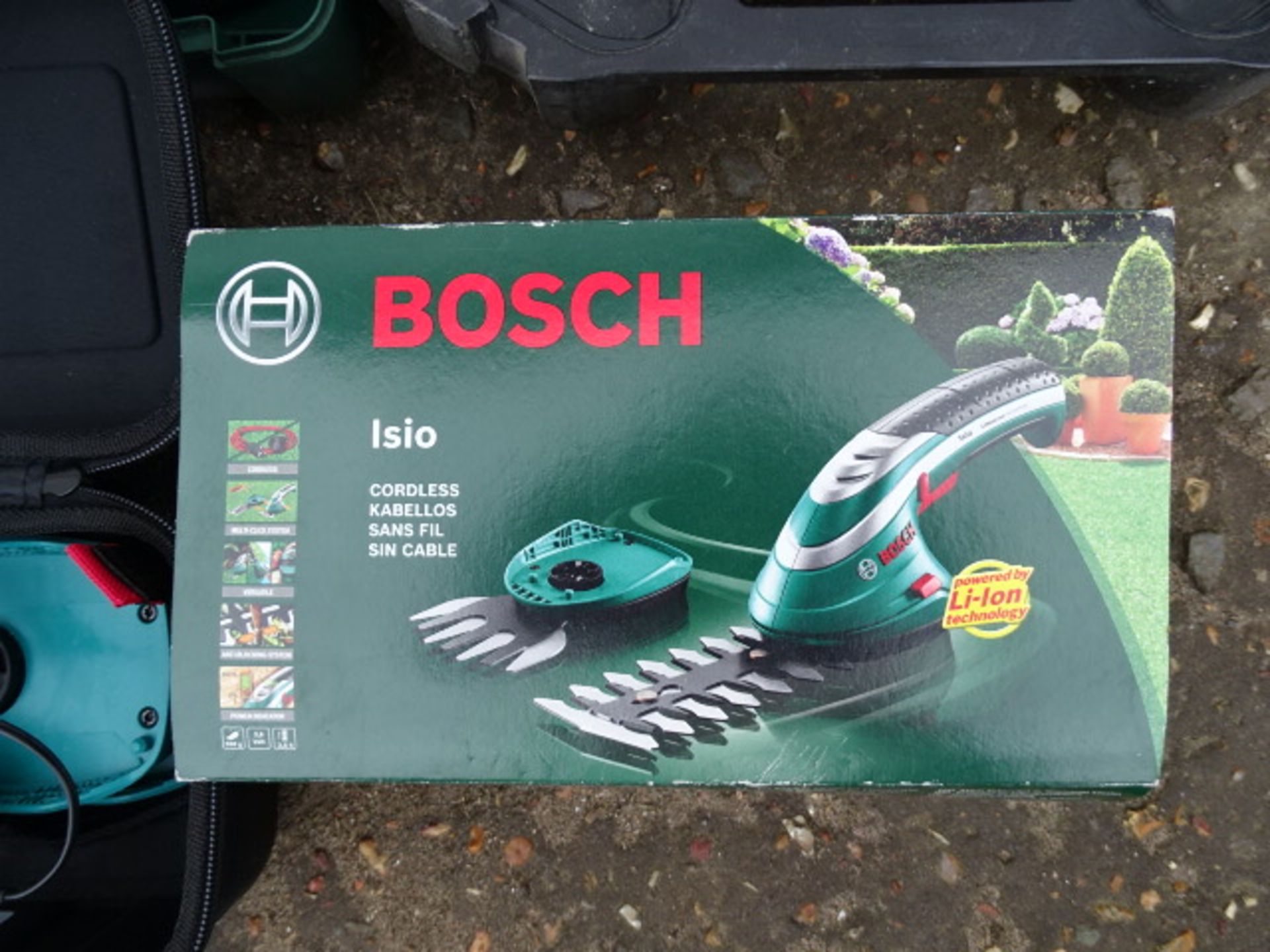 Bosch cordless lithium drill, garden trimmer and Black & Decker sander, all from a house clearance - Image 5 of 7