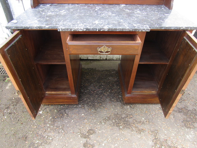 Antique  marble topped washstand with tiled and mirrored back - Image 5 of 6