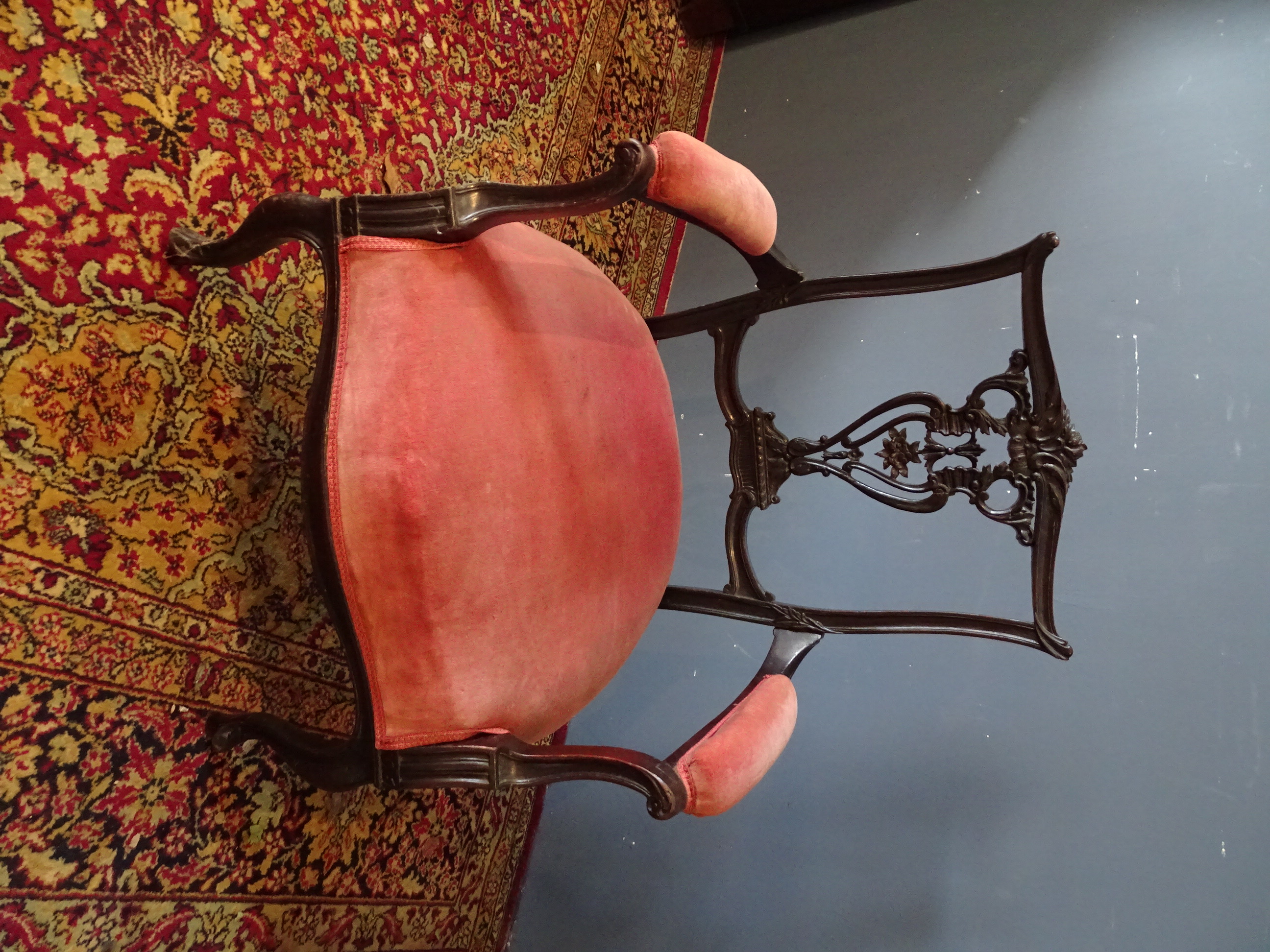 Edwardian mahogany open arm chair