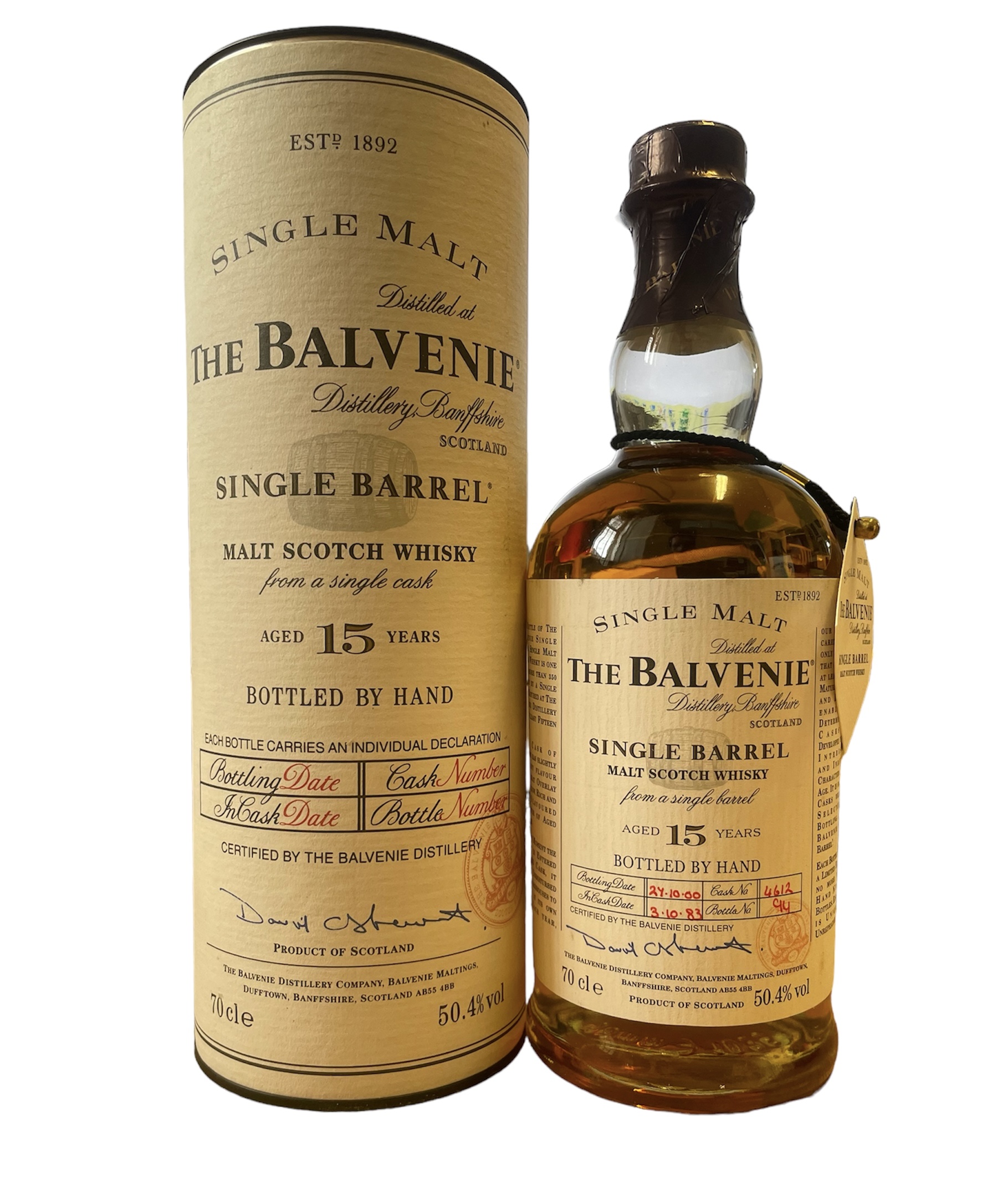 The balvenie single barrel malt scotch wisky aged 15 years 70cl 50.4%vol