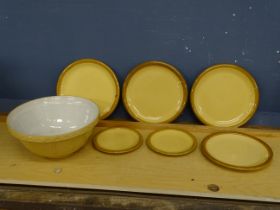 6 T.G. Green plates and vintage mixing bowl