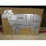 A metal lamb butchers cut sign 97cmW 63cmH