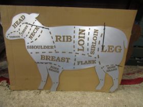 A metal lamb butchers cut sign 97cmW 63cmH
