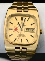 Gentleman's 1970's 18ct gold Omega Constellation automatic wrist watch, on an 18ct gold Omega