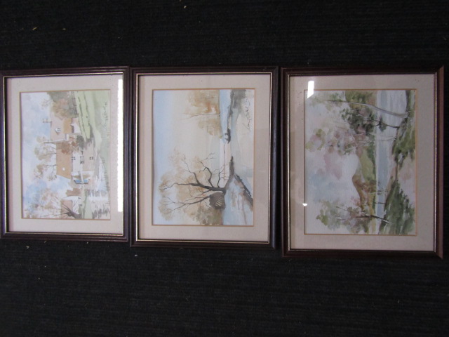 Tony Cowlishaw watercolours x 3 22x27cm