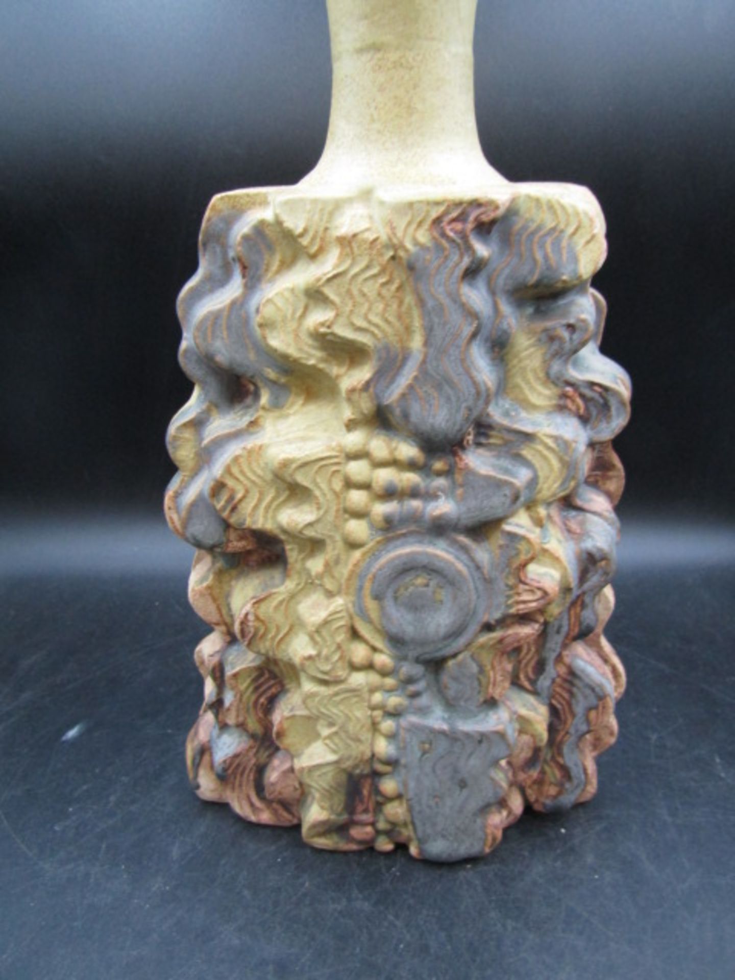 Bernard Rooke pottery decanter  hairline crack and chip around neck - Image 4 of 5