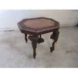 Carved hardwood Elephant occasional table H39cm Top 40cm x 46cm approx