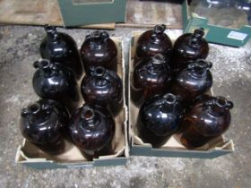 8 brown demi-john bottles