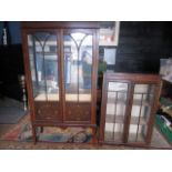 2 Edwardian display cupboards one has no back  small- 73Wx30Dx105H cm large- 87Wx30x64H cm