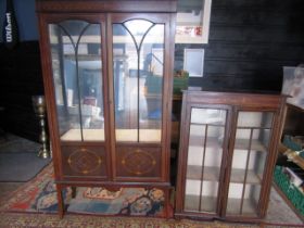 2 Edwardian display cupboards one has no back  small- 73Wx30Dx105H cm large- 87Wx30x64H cm