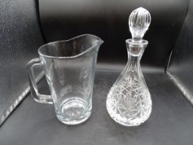 Cut glass decanter and jug