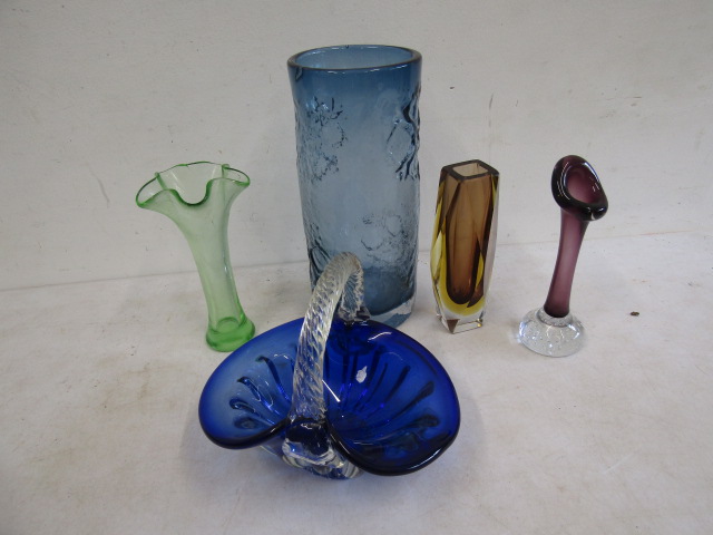 Glass vases and basket