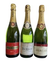 Three bottles of Champagne to include Piper-Heidsieck Brut 12%vol 75cl, The House Champagne Brut