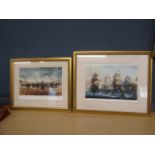 David Cartwright ltd edition prints signed in margin Battle of Trafalgar and The Chand of the