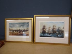 David Cartwright ltd edition prints signed in margin Battle of Trafalgar and The Chand of the