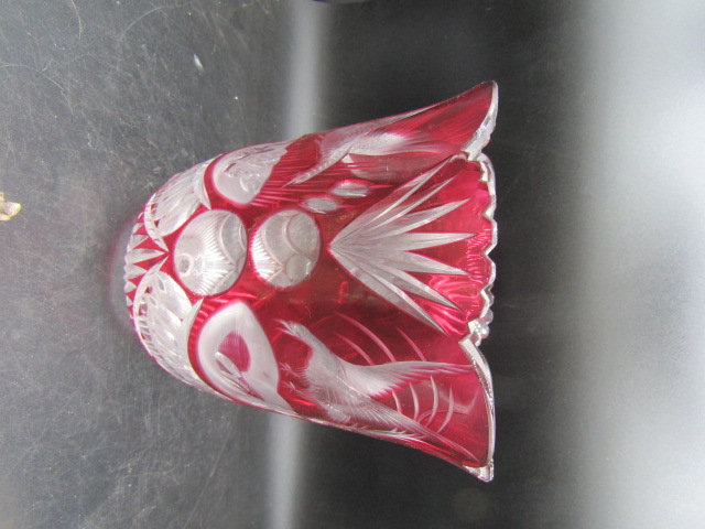 Bohemia ruby red vase 20cmH