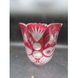 Bohemia ruby red vase 20cmH