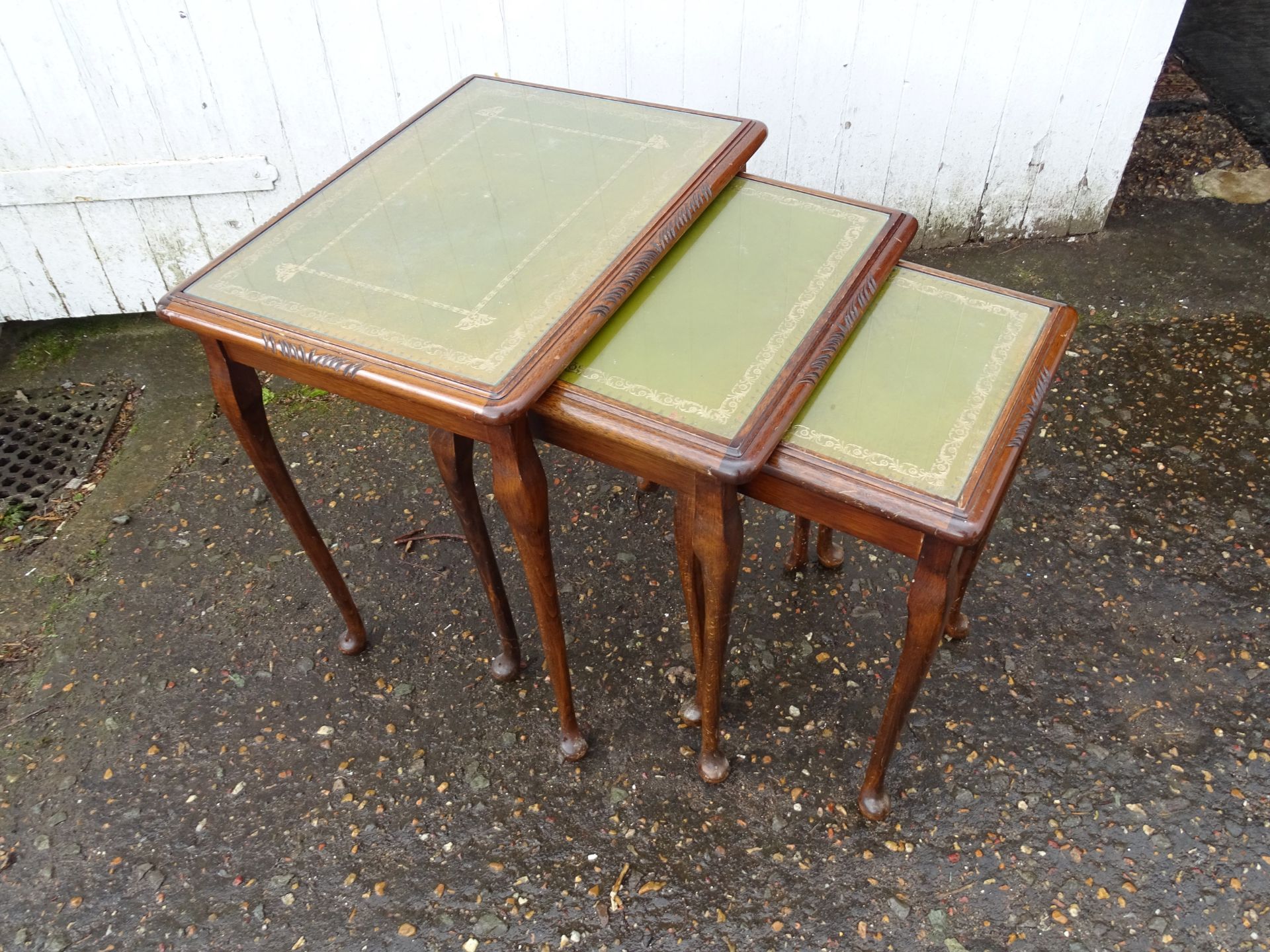 Glass topped nest of tables