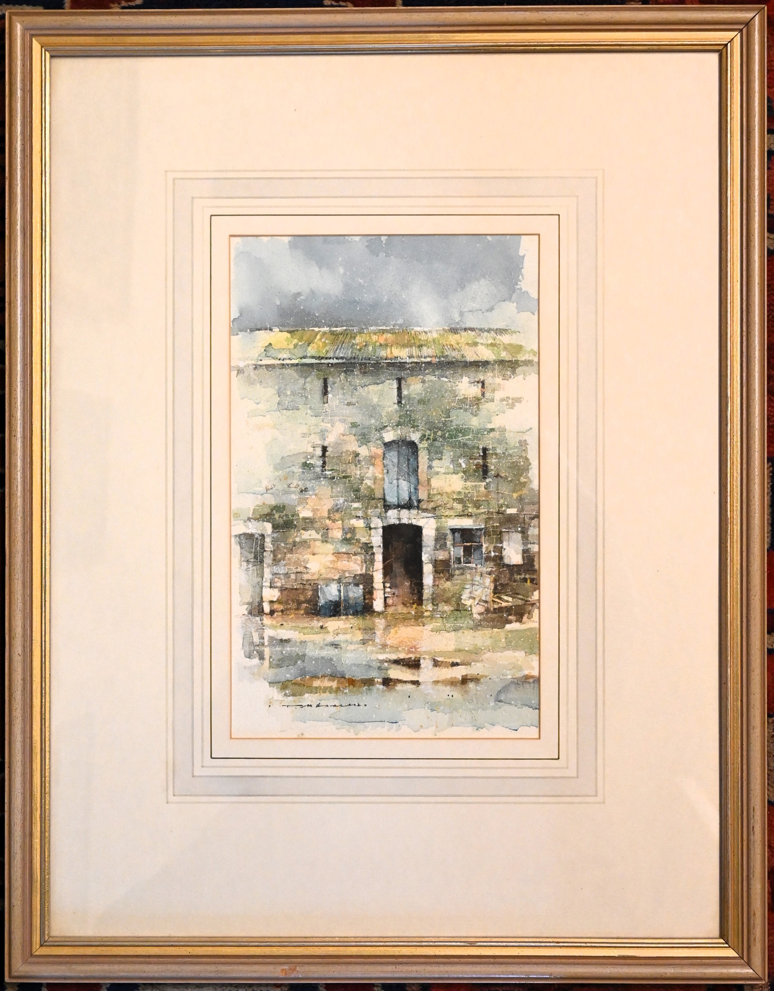 Tom Harland watercolour titled  'Cumbrian Puddles' signed lower left Tom Harland. Tom is a Postwar &