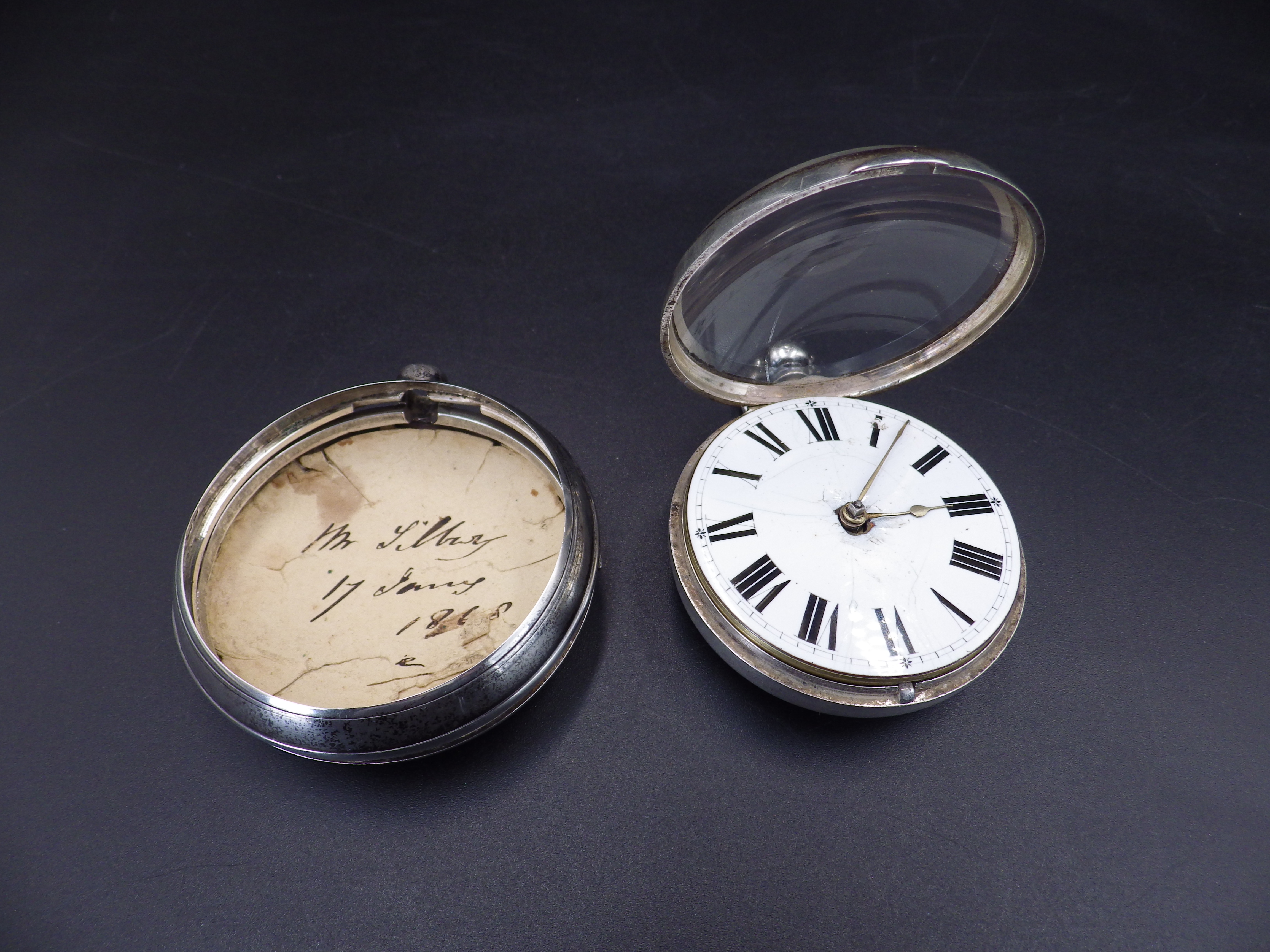 Silver pair cased verge fusee pocket watch - case hallmarked 1835 London, by Horatio and George - Image 2 of 9