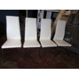 set 4 leather chairs with chrome legs