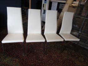 set 4 leather chairs with chrome legs