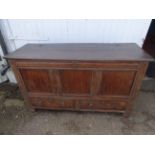 Antique oak coffer with 2 drawers to base H80cm W144cm D51cm approx