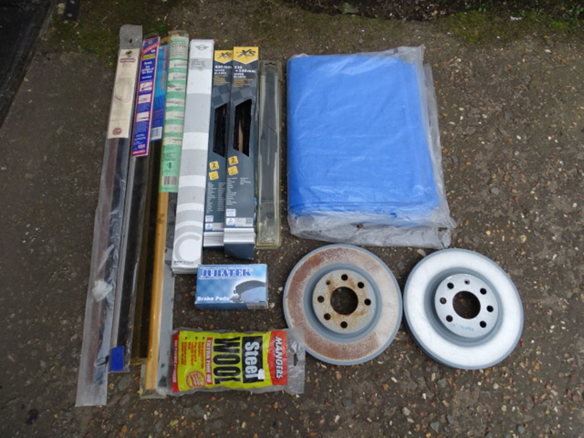 Car windscreen wipers, brake pads and tarpaulin etc