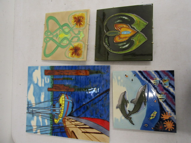 Hand painted ceramic tile/ plaques/ pot stands