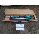 Bosch AMW 10 HS electric multi-tool power unit with pole hedge cutter attachment in box with