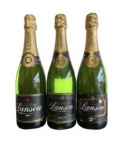 Three bottles of Lanson Black Label Brut Champagne 12.5%vol 75cl