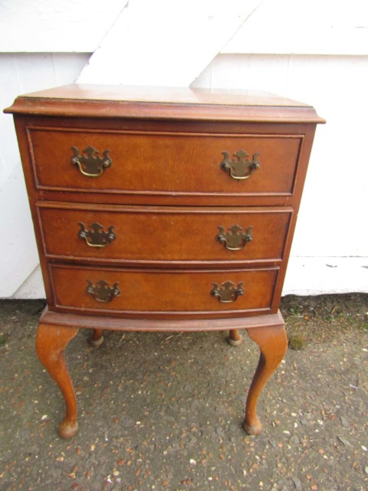 Burr walnut  chest on stand