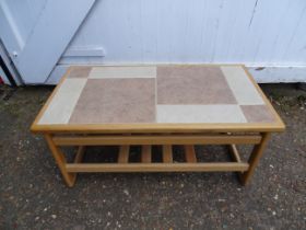 Tile topped coffee table H40cm Top 45cm x 85cm approx
