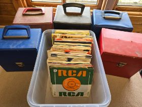 Collection of 6 Boxes of 45's spanning 4 decades inc David Bowie Beatles Queen etc