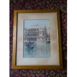 Watercolour of a Venetian scene, framed and glazed 52cm x 65cm approx