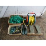 Hose with reel and hose fittings etc