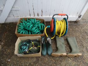 Hose with reel and hose fittings etc
