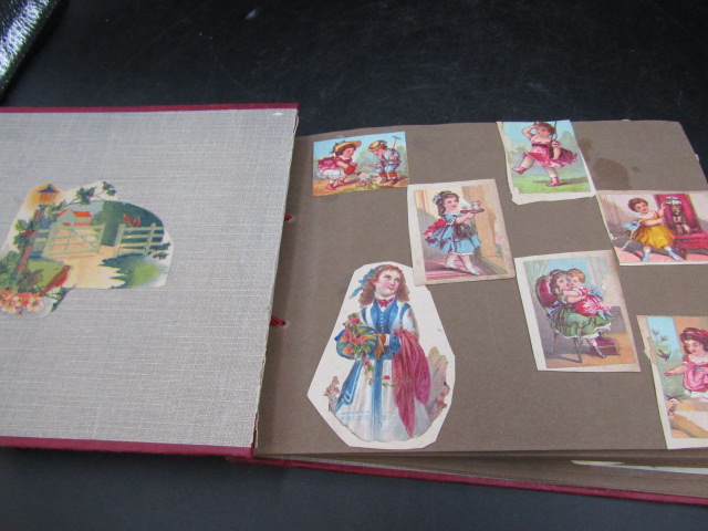 Victorian scrap book in red album 1880's - Image 2 of 18