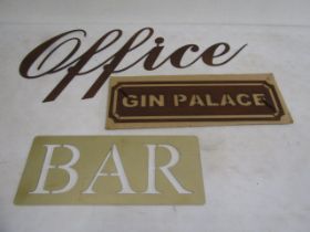 Metal signs- office, bar, gin palace