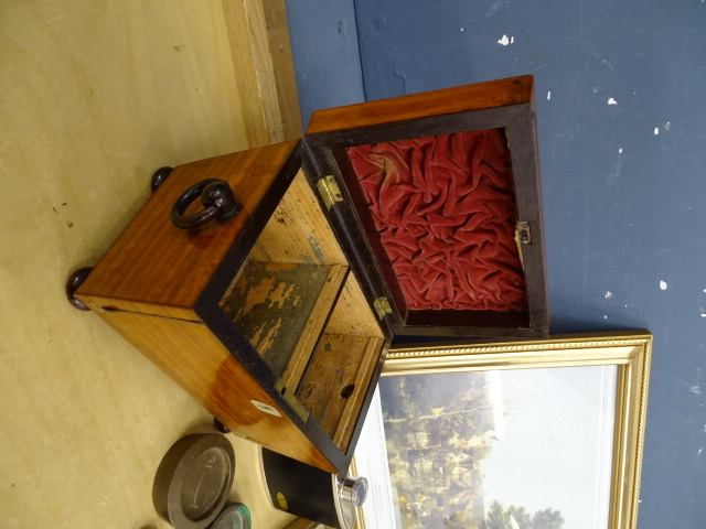 Wooden tea caddy, compass and hip flask etc - Image 6 of 7