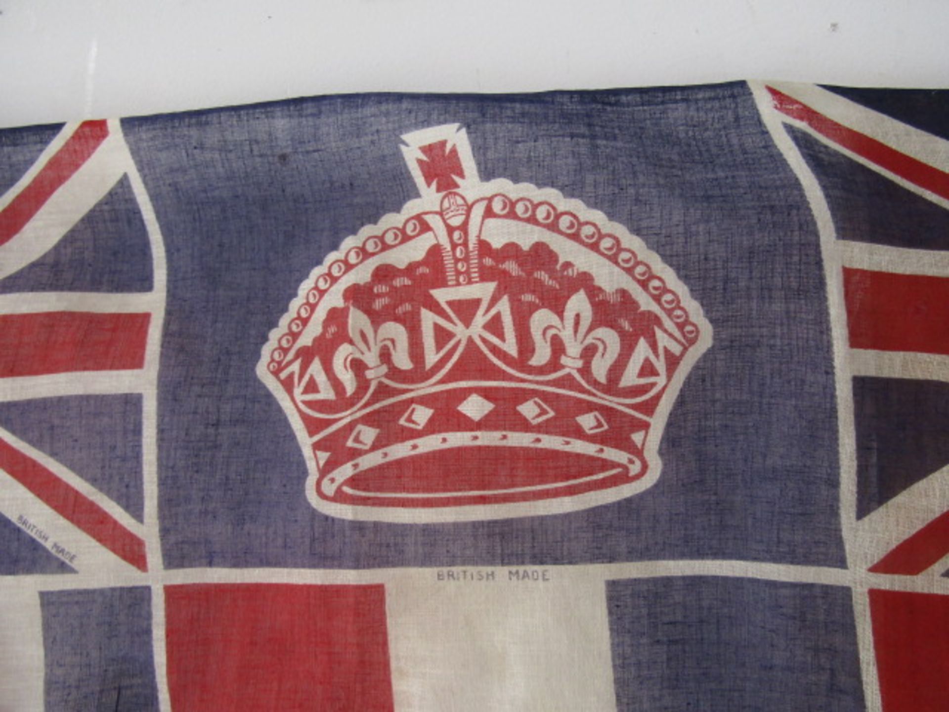 A vintage 'England Made' commemorative flag on pole - Image 3 of 5