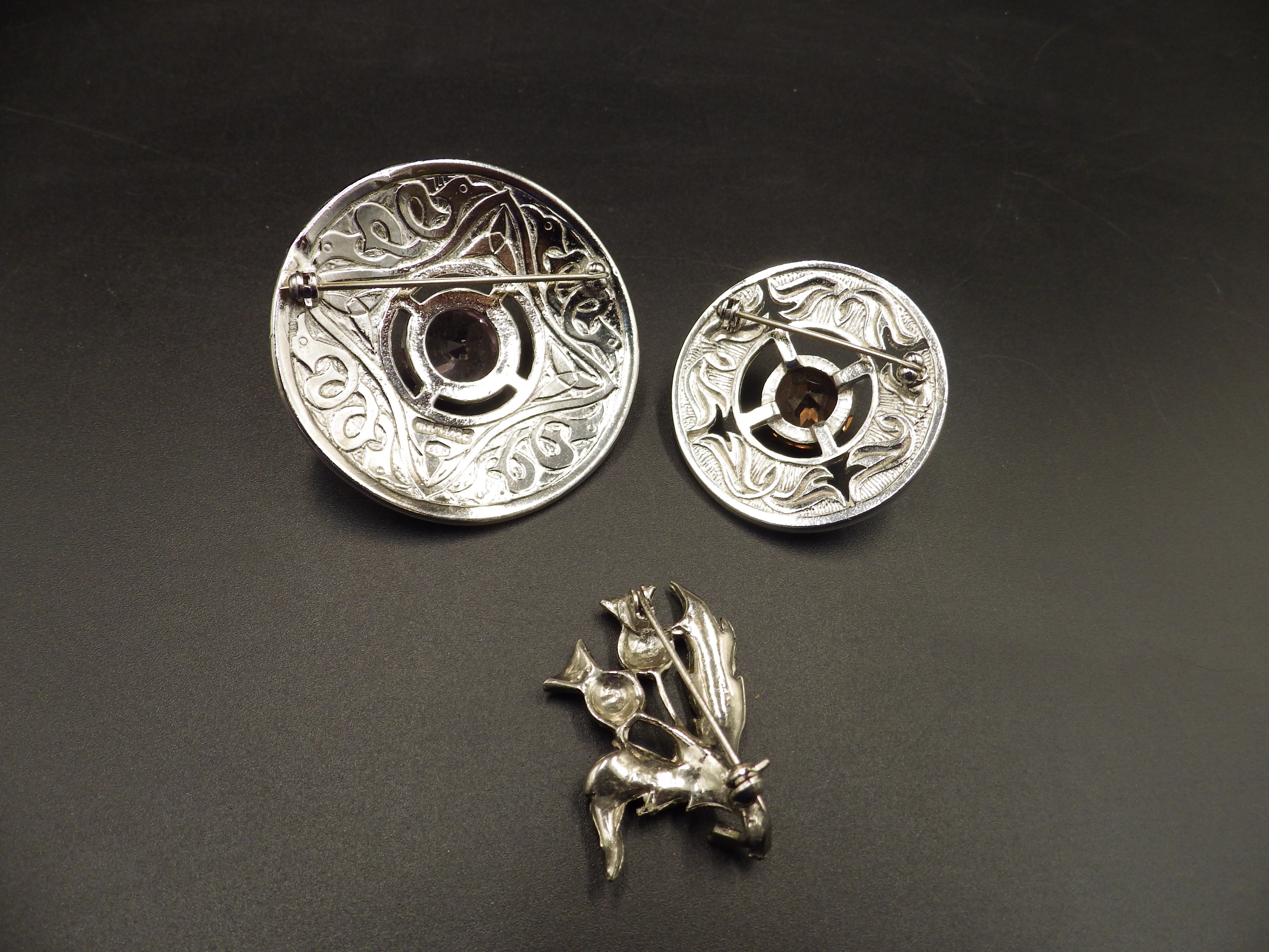 3 Celtic themed brooches (one with Marcasite) - Image 2 of 2