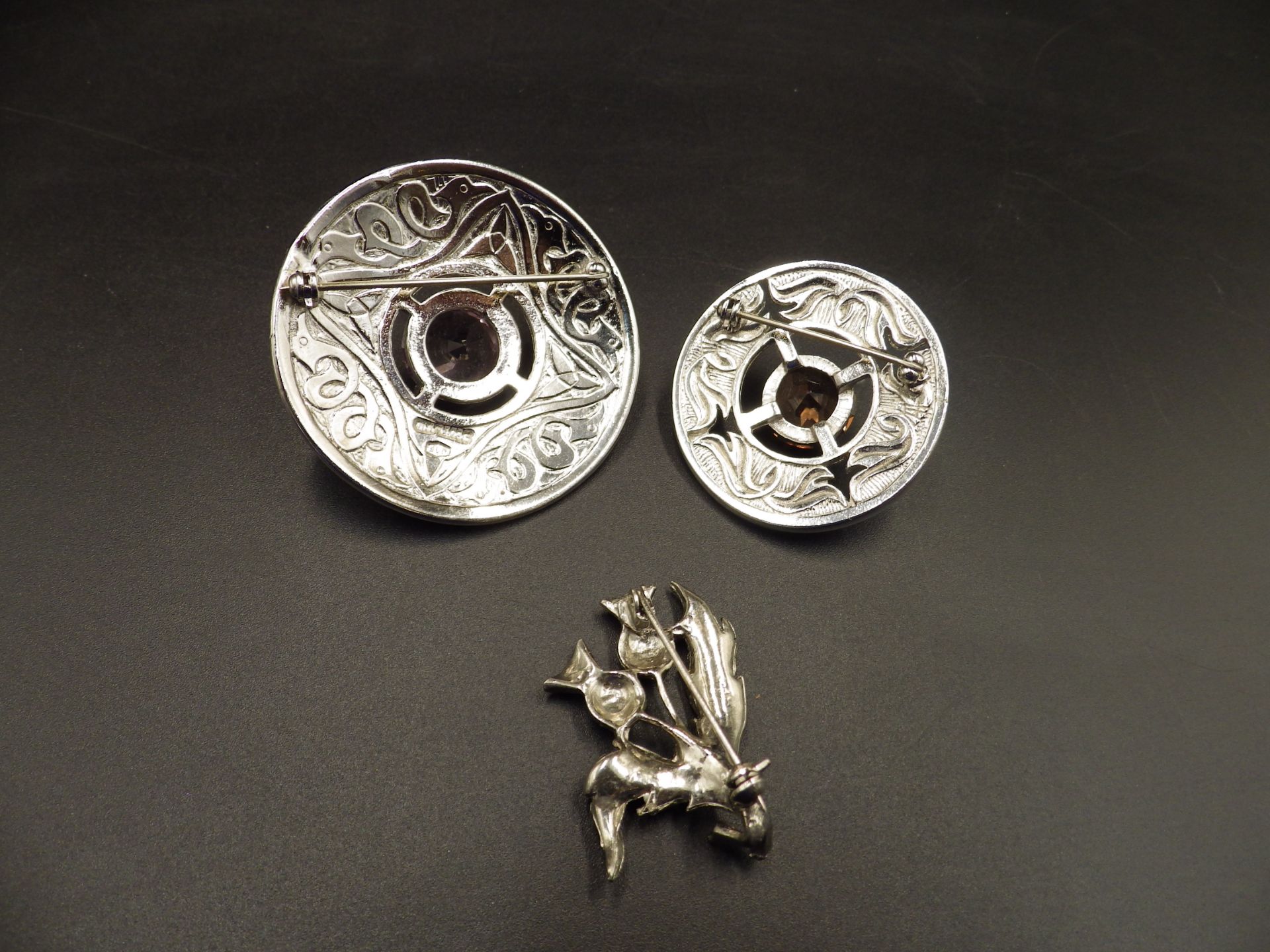 3 Celtic themed brooches (one with Marcasite) - Image 2 of 2