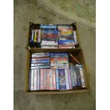 2 Boxes of VHS tapes, DVD'S and Blu-rays