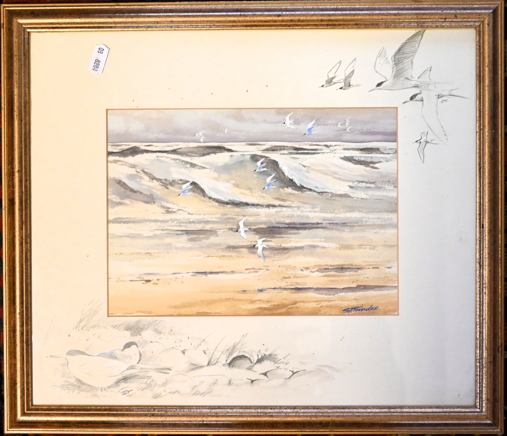 SIMON T TRINDER (BRITISH, BORN 1958), water colour study of Terns in flight on the Norfolk coast - Image 3 of 3