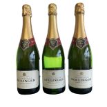 Three bottles of Bollinger Special Cuvee Champagne 12%vol. 75cl